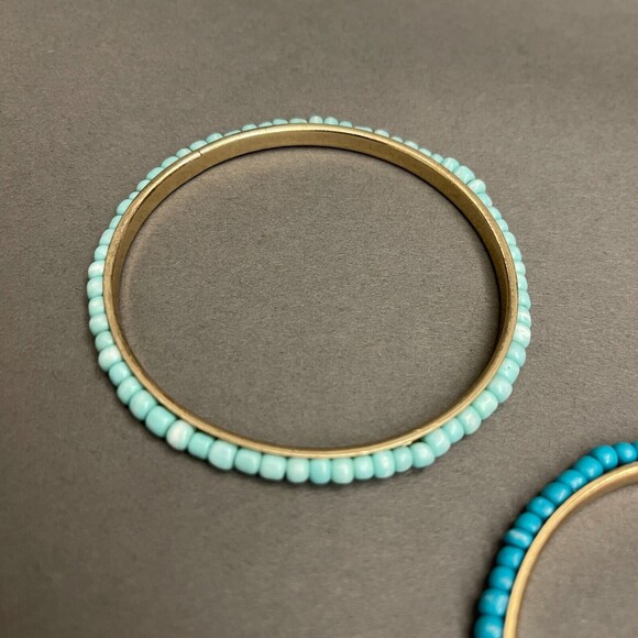 Blue Orange Beaded Beads Gold-tone Fashion Bangle Bracelets Lot of 3 NWOT - Picture 5 of 8